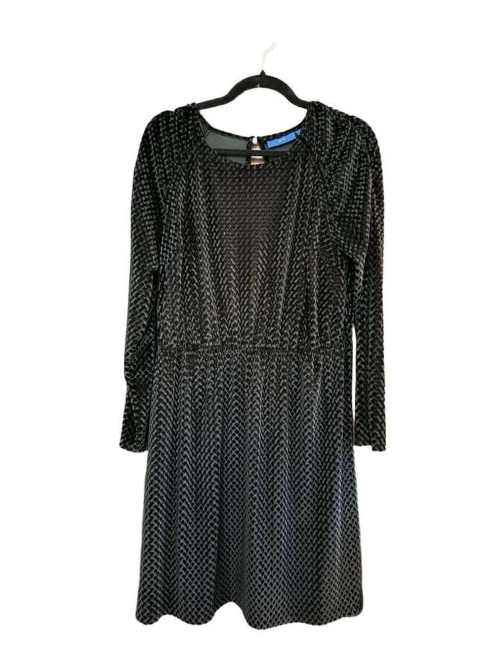 Apt. 9 Black Textured Velvet Long Sleeve Dress